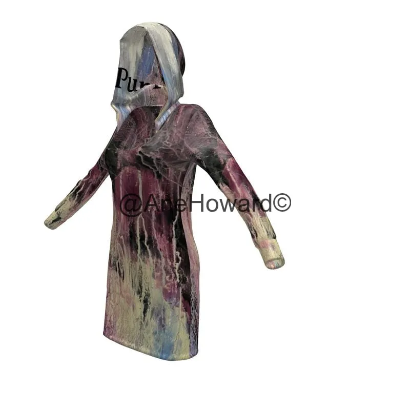 Eco-Friendly Hoodie Dress Purple and Black Storm