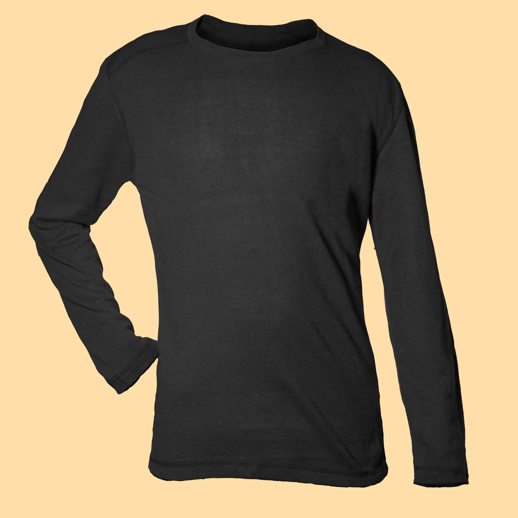 HEMPTON 100% Organic Hemp Knit Long-sleeve T-Shirt Pullover (No Latex, OC Thread Option, 100% Biodegradable)